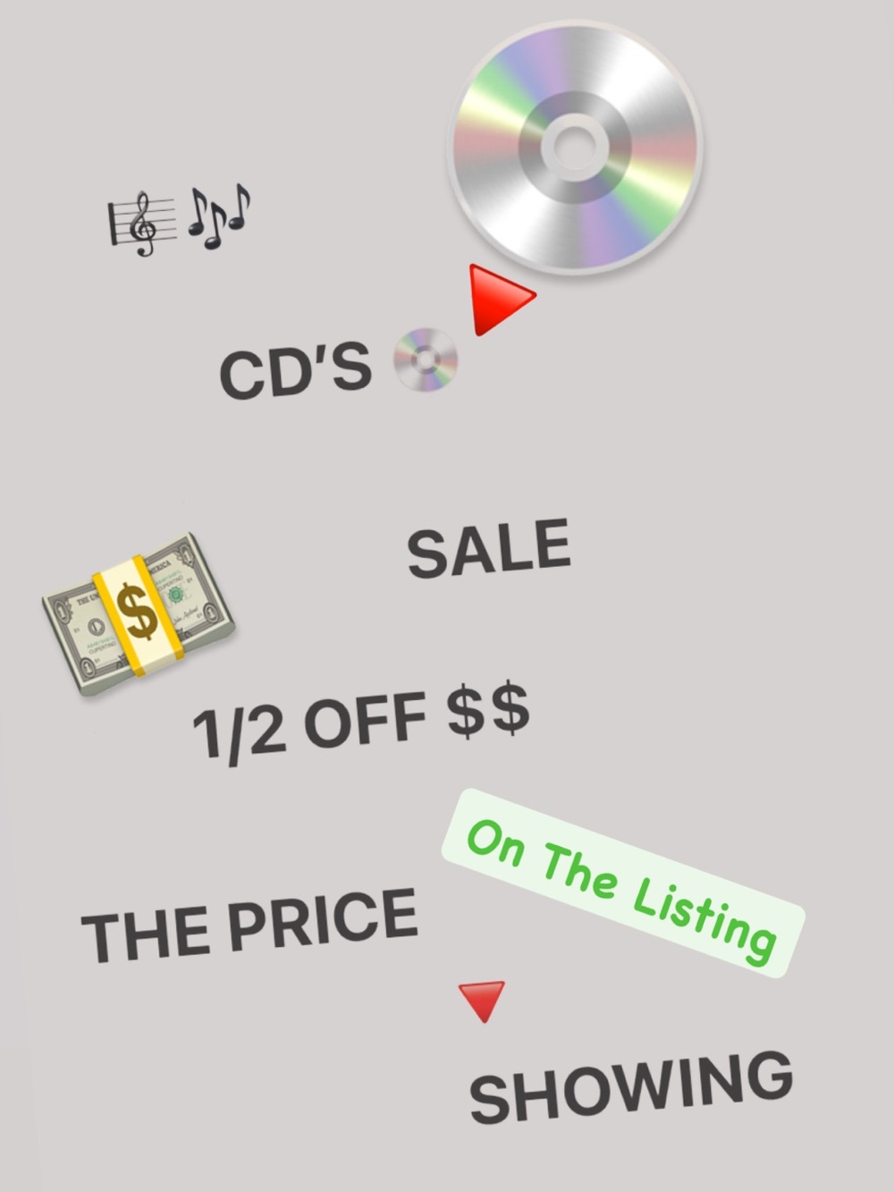 ALL MUSICAL CD’S ARE ON  Sale
             ~1/2 OFF~
NOW THRU ‼️JULY 6th, 2026‼️